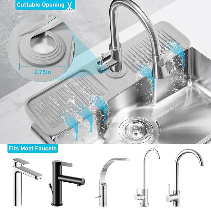 Folding Faucet Mat for Kitchen Sink Upgraded Premium Silicone Splash Guard - Image 8