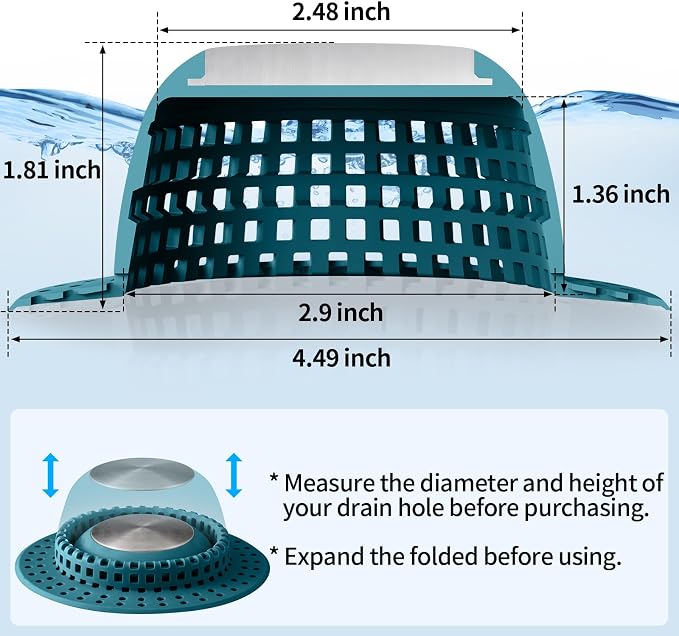 Aluvor Shower Drain Hair Catcher Bathtub Drain Cover Sink Drain Protector | - Image 4