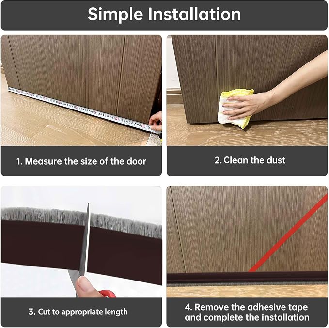 Self-Adhesive Brush Door Sweep, 39.37" L x 2" W, Blocks Dust and Noise - Image 6