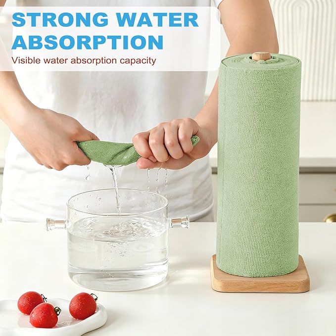 Puomue 55 Pack Microfiber Cleaning Cloth Roll, Tear Away Reusable Towels - Image 3
