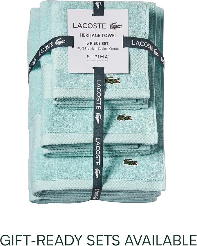 Lacoste Heritage 100% Supima Cotton Bath Sheet 35" x 70", Mint | Highly - Image 5