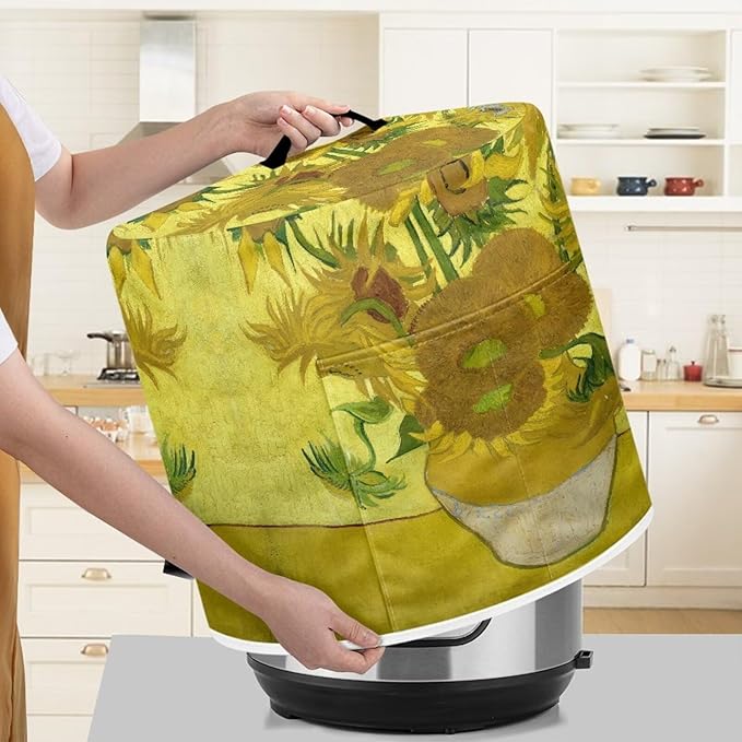 Starry Night Art 3D Print Dust Cover with Pocket for 3 Quart Instant Pot, Rice Cooker and Air Fryer, Round Protective Cover Dust-Proof Stain Resistant Electric Appliance Cover Easy to Clean
