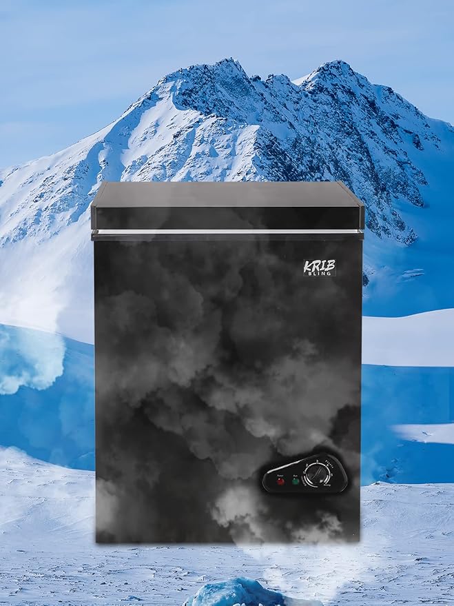 3.5 Cu.Ft Deep Compact Freezer with a Removable Basket, Chest Freezer 7 Gears Temperature Control(-18°F to -46°F), for House, Garage, Kitchen, Basement, Shop, Black