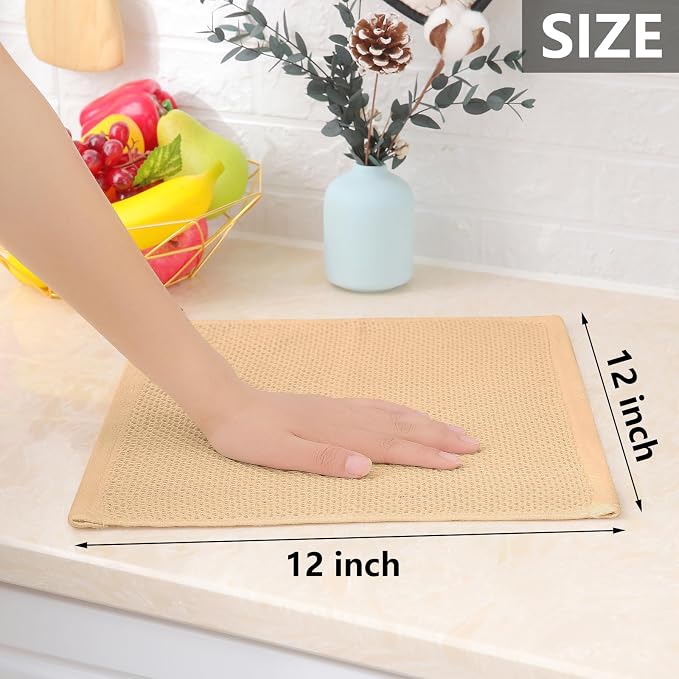 Homaxy 100% Cotton Waffle Weave Kitchen Dish Cloths 8-Pack, Apricot | 12 x 12 - Image 5