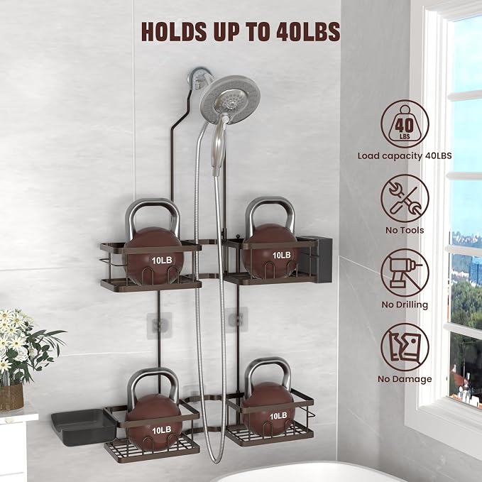 REINHARDT Adjustable Shower Caddy Hanging - Image 3