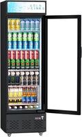 Glass Door Refrigerator Commercial Beverage Refrigerators with LED Light, 11 Cu.ft and 5 Shelves, Display Refrigerator for Cafe Restaurant Store Bar