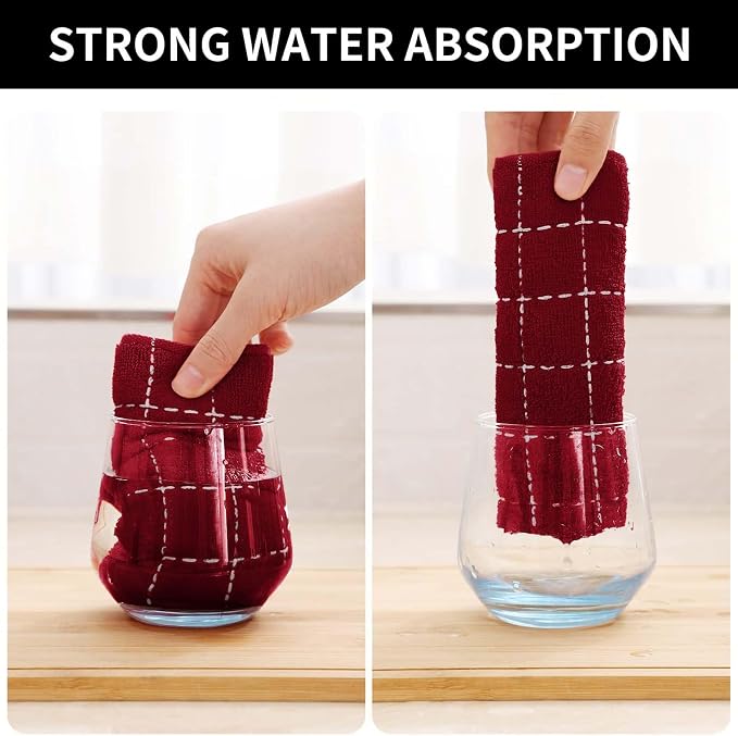 Homaxy Kitchen Towels and Dishcloths Set, Brick Red - Image 3