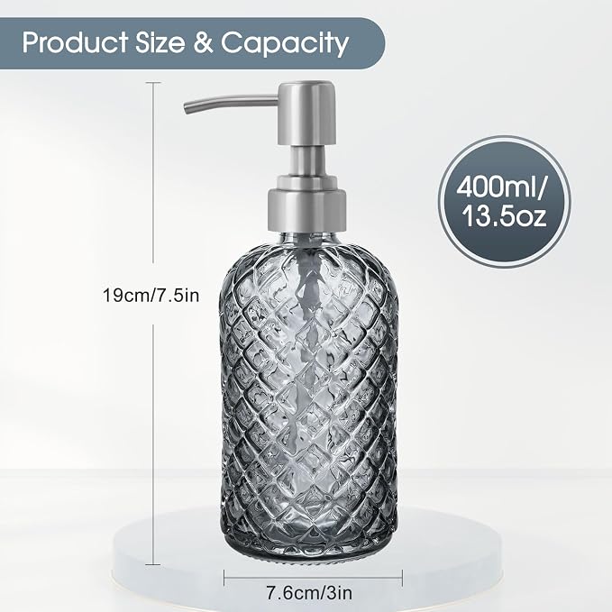 Gem-Patterned Glass Soap Dispenser - Image 4