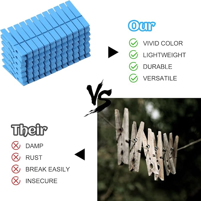 72 Pcs Colorful Wooden Clothes Pins, 2.9 Inch Clothes Pins - Image 4