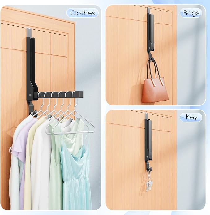 4 Pack Over The Door Hanger Folding Clothes Drying Rack, Folding Hanging Coat - Image 6