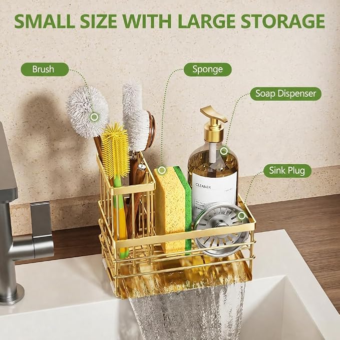 Cisily Gold Sink Caddy Sponge Holder - Image 3