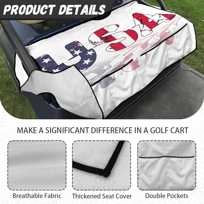 Waterproof Golf Cart Seat Cover Cushion Made with Soft Microfiber Fabric, Designed to Protect Seats from Sweat, Dirt and Daily Wear with Universal Fit