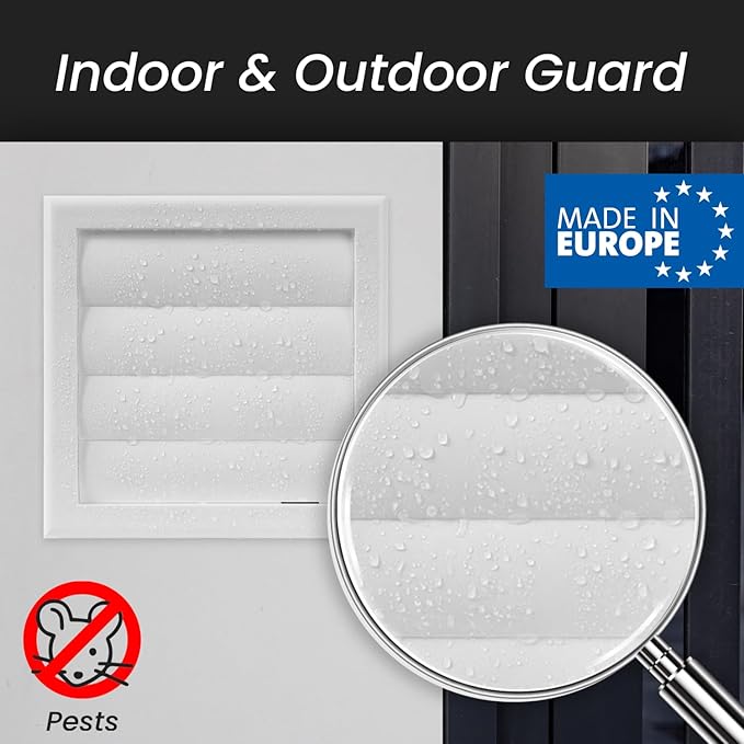 Repa Market 4 Inch Vent Cover - White Plastic Shutter Wall Vent Cover - Louvered Vent Cover for Outdoor - Hood Vent, Exhaust Vent for Bathroom, Kitchen, House HVAC Air Duct Vent Cover Outside
