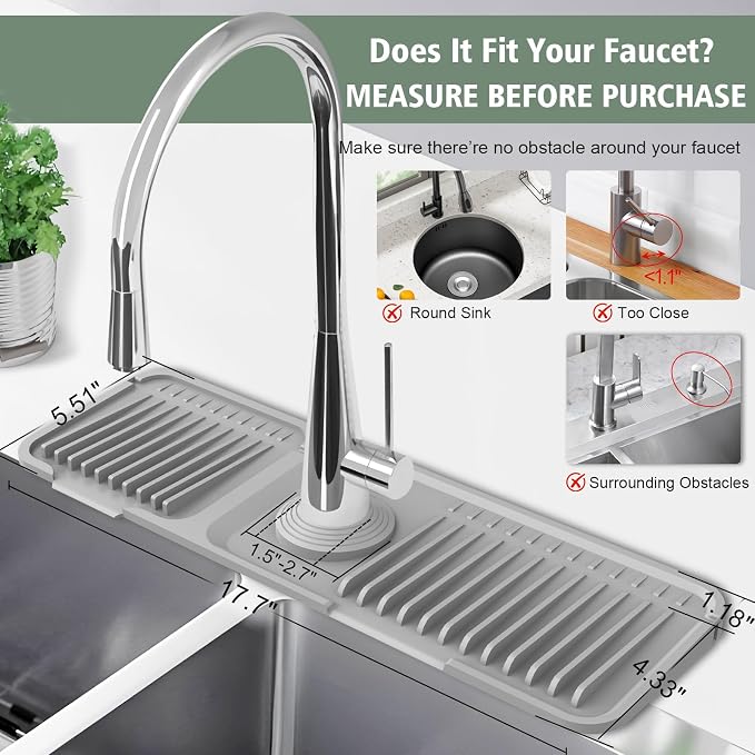 17.7-Inch Kitchen Sink Splash Guard Mat | 7° Slope - Image 3