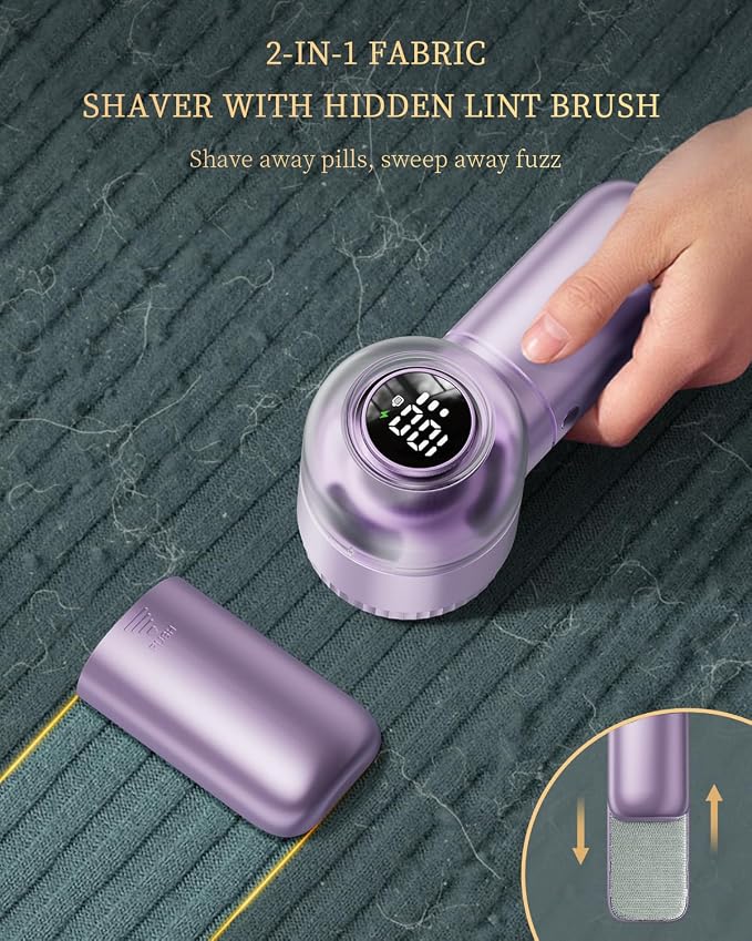 Fabric Shaver with Lint Brush, Large Lint Shaver with Digital Display | - Image 4