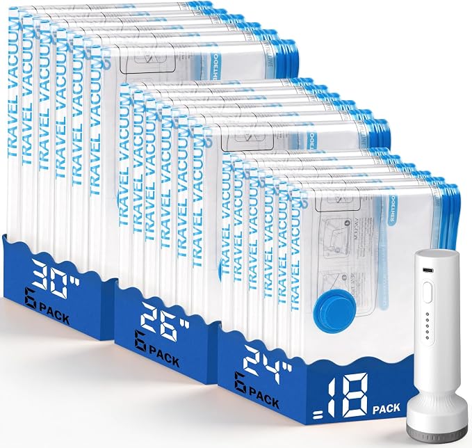 Blue Vacuum Storage Bags for Travel by lezecur