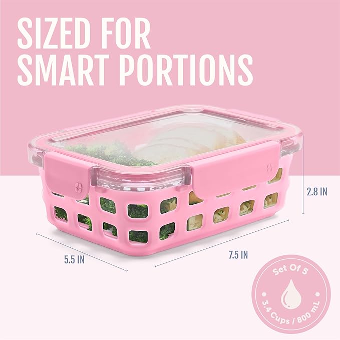 Ello Duraglass 3.4 Cup Glass Meal Prep Containers, 10 Pack - Image 4