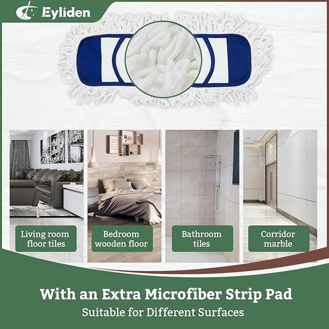 Eyliden Dust Mop, 2 Microfiber Pads, Home Commercial Cleaning, Quick Swap - Image 4