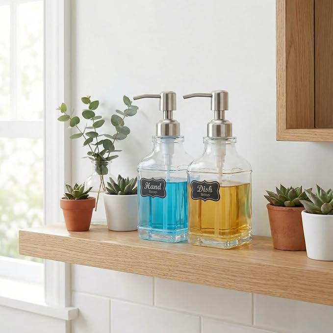 JASAI 2Pack Hand&Dish Glass Soap Dispenser - Image 4