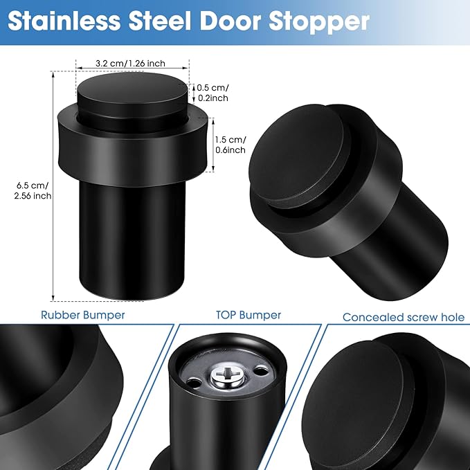 Chumia 10 Pcs Floor Mounted Door Stopper Stainless Steel, Wall Protector - Image 2