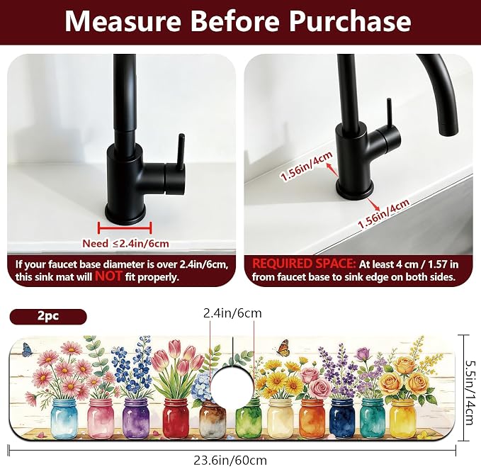 2 Pcs Kitchen Sink Splash Guard Faucet Mat Vase Faucet Mat - Image 2