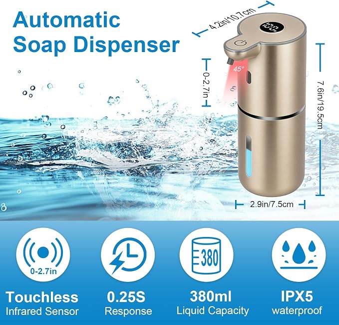 OHIFAST Automatic Liquid Soap Dispenser Touchless, USB Rechargeable Smart Hand - Image 2