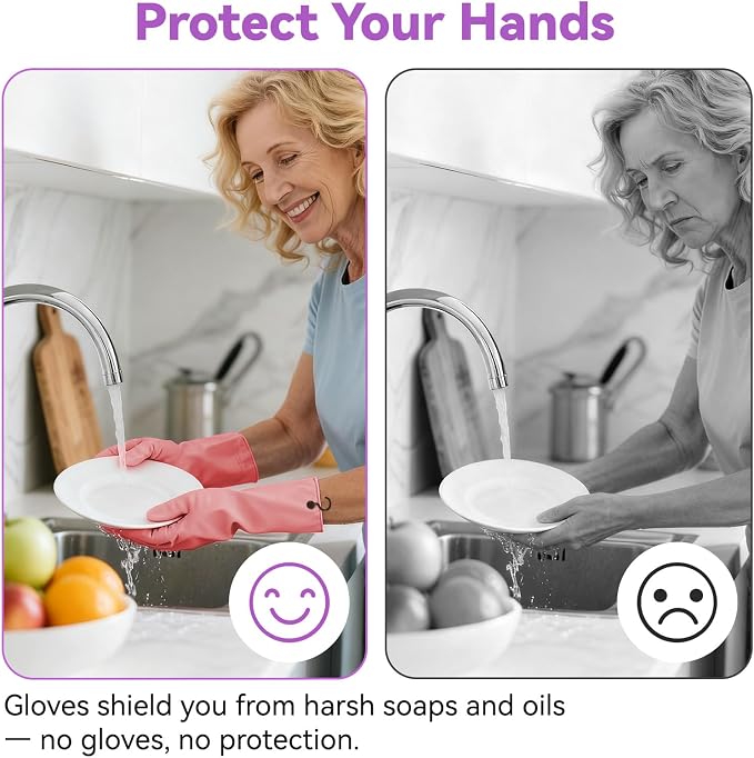 Dishwashing Rubber Gloves for Cleaning – 4 Pairs Kitchen Gloves - Image 5