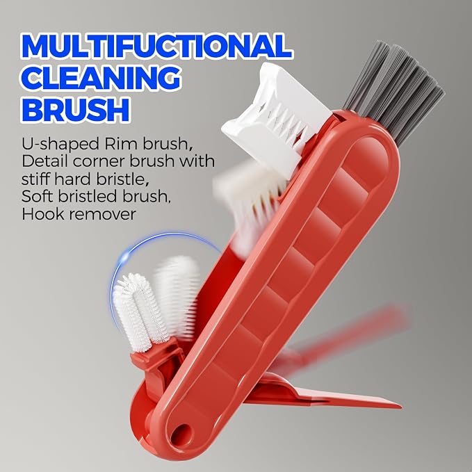 Holikme 6 Pack 4 in 1 Cup Lid Cleaning Brush 3 Straws Bottle Brush, Silicone - Image 3