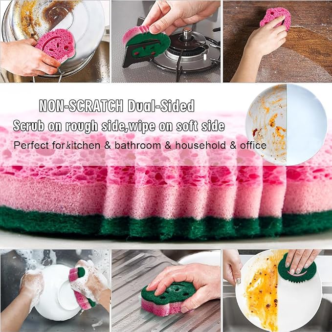12 Pack Scrub Sponge, Bulk Sponges, Dual-Sided Multi-Functional Premium - Image 2
