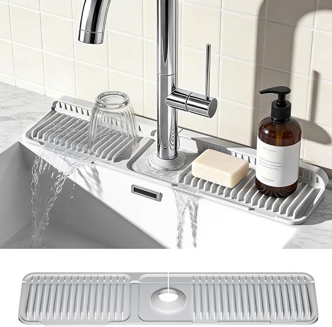 24 Inch Faucet Mat for Kitchen Sink, Silicone Splash Guard for Kitchen Sink Area by Prolixity