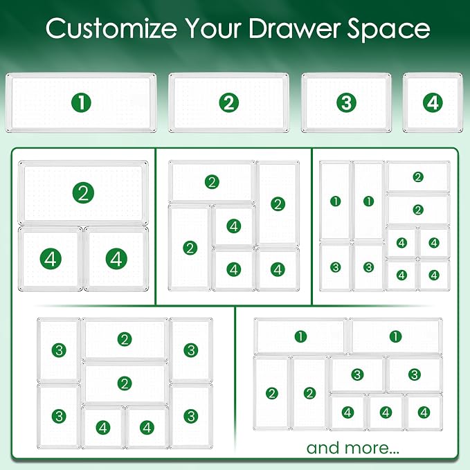 Drawer Organizer Set, Acrylic Non Slip Non Cracking Kitchen Drawer Storage Tray - Image 9