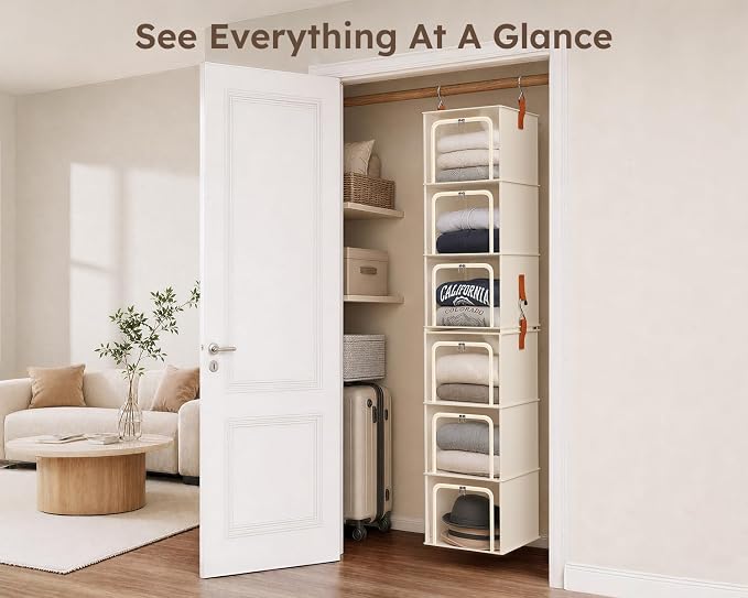 4-Tier Modular Hanging Closet Organizer Shelves, 2+2 Modular Design, Vertical - Image 8