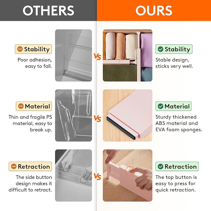 Lifewit 4" High Upgrade Drawer Divider, Adjustable Drawer Organizer Clothes | 6 - Image 4