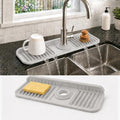 14.5" Silicone Faucet Handle Drip Catcher Tray, 7° Sloped Self Draining Mat by Unknown