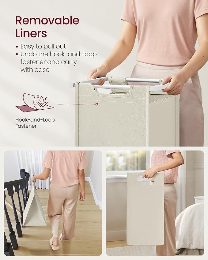 VASAGLE Laundry Hamper with Shelf, 2 Pull-Out Bags, 2 x 12.1 Gallons - Image 7