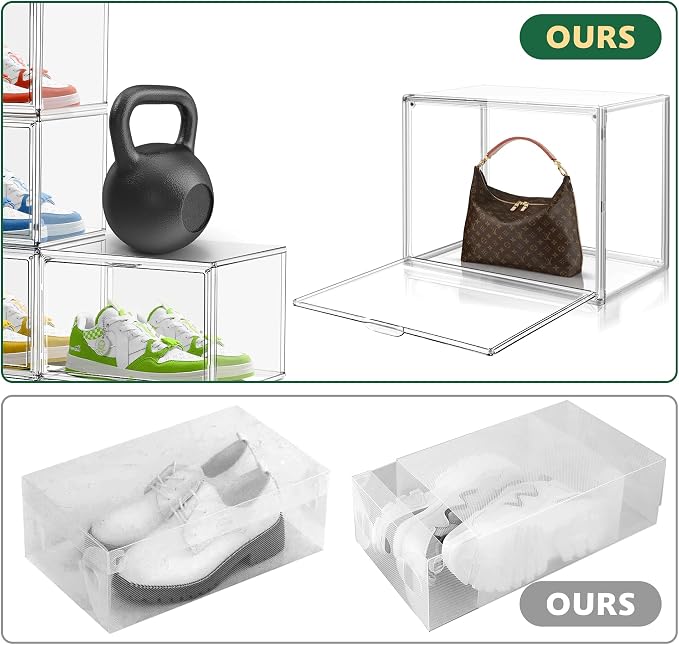 3 Pack X-Large Acrylic Shoe Display Case Size 14, Wide Magnetic Door - Image 5