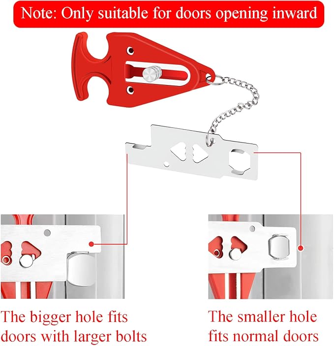 Portable Door Lock for Travel, No-Drill Hotel Security Lock -2 Pack | Extra - Image 3
