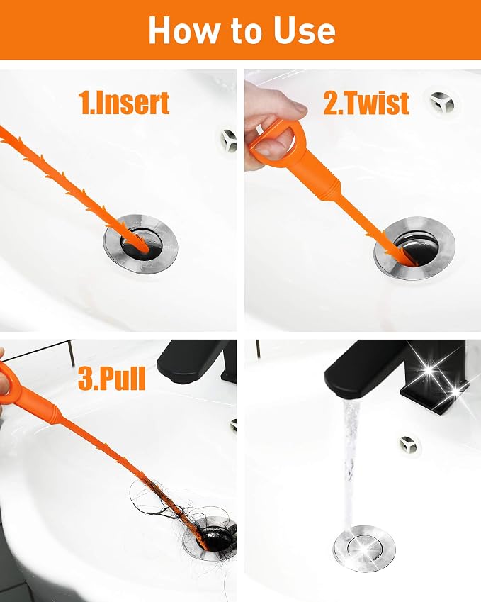 6 Pack 25 Inch Drain Snake Hair Clog Remover Tool, Flexible Sink Drain Cleaner - Image 4
