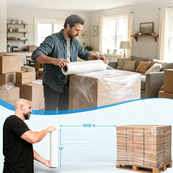 TICONN Stretch Wrap Roll, 15 in x 1000 ft Plastic Wrap - Image 4
