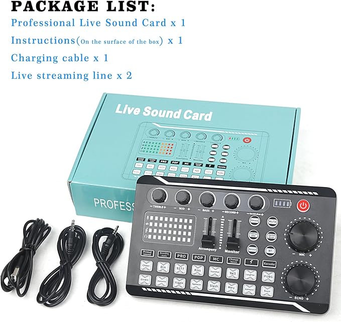 Professional Live Sound Card, Audio Mixer and Audio Interface with DJ Mixer Effects, Voice Changer - Studio Equipment for Streaming/Podcasting/Gaming