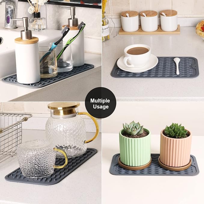 ZLR Silicone Sink Caddy & Sponge Holder, Dark Gray | Sink Organizer - Image 7