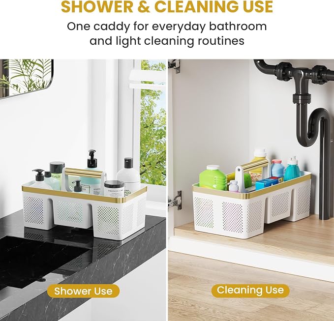 BYUNER Portable Cleaning Caddy & Shower Basket: Hard Plastic Caddy Organizer - Image 2