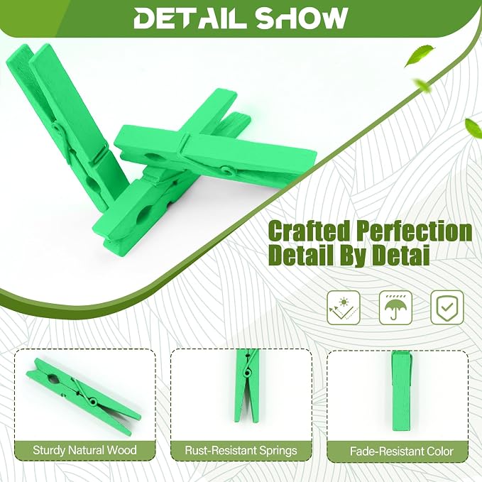 100 Pcs Green Clothes pins - Image 2