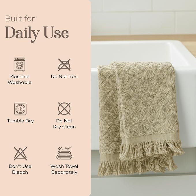Kitchen Towels, Sage Taupe Diamond Pattern Drying Towels 18 x 28 Super - Image 5