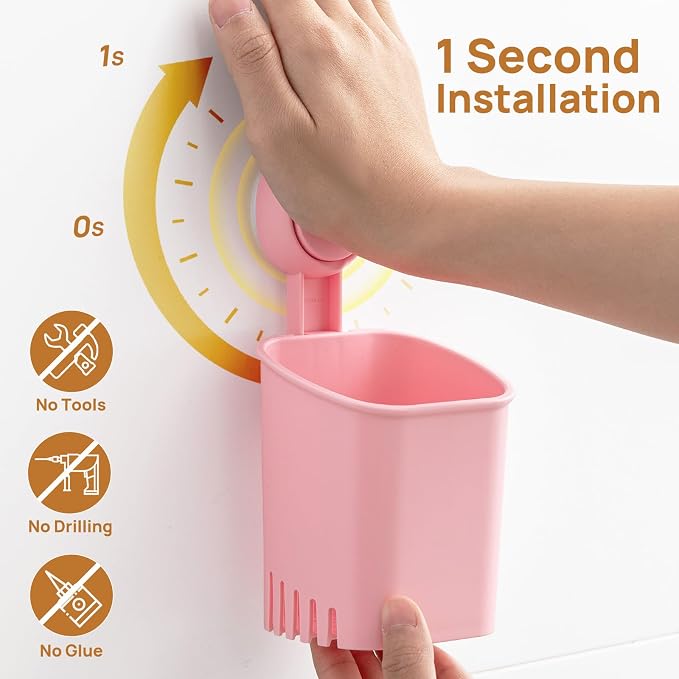 Powerful Suction Cup Toothbrush Holder, Drill-Free Wall Shower Holder - Image 2