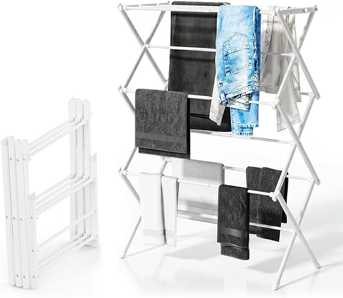 3-Tier Foldable Clothes Drying Rack Adjustable, Laundry Drying Rack Collapsible by Unknown