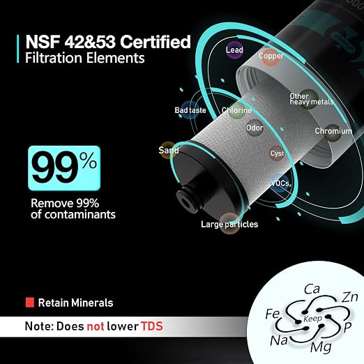 Frizzlife FK99 Under Sink Water Filter System, NSF/ANSI 53&42 Certified - Image 2