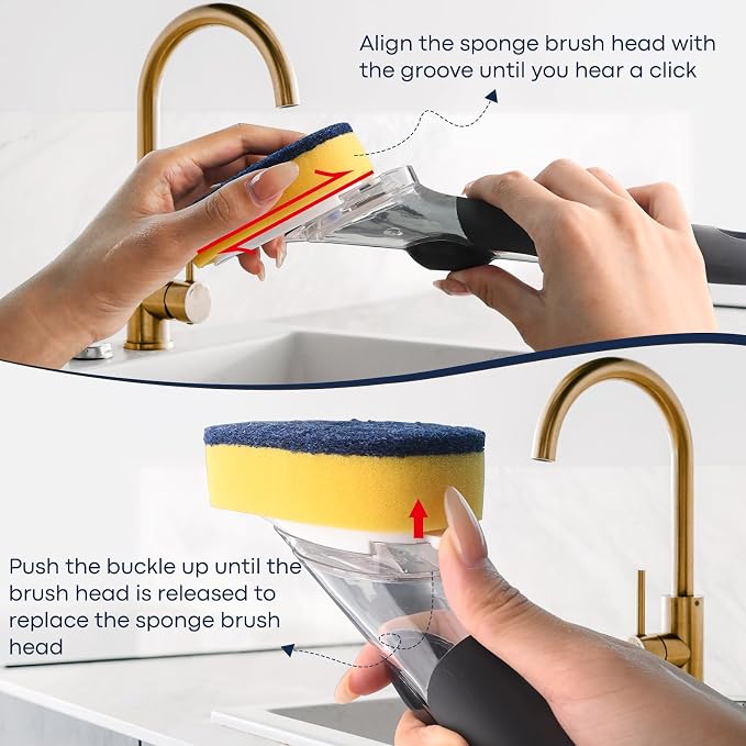 Sponge Brush Refills for OXO Soap Dispensing Dish Brush, 4 Pack | Scrub - Image 6