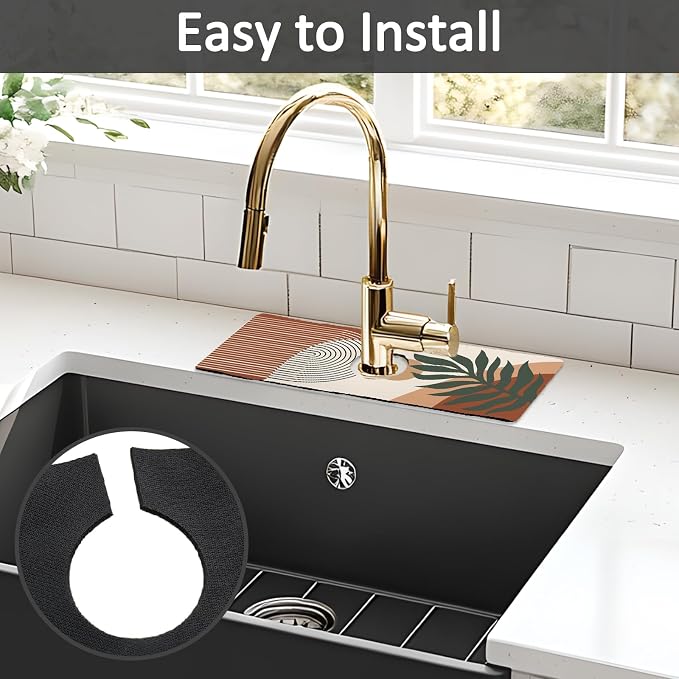 15" X 5.5" Kitchen Sink Splash Guard Faucet Mat Boho Super Absorbent Fast - Image 5