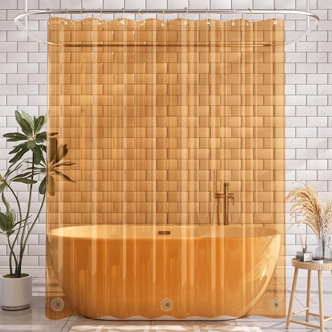 AmazerBath Shower Curtain Liner, 72x72 Transparent Orange Shower Liner - Image 9